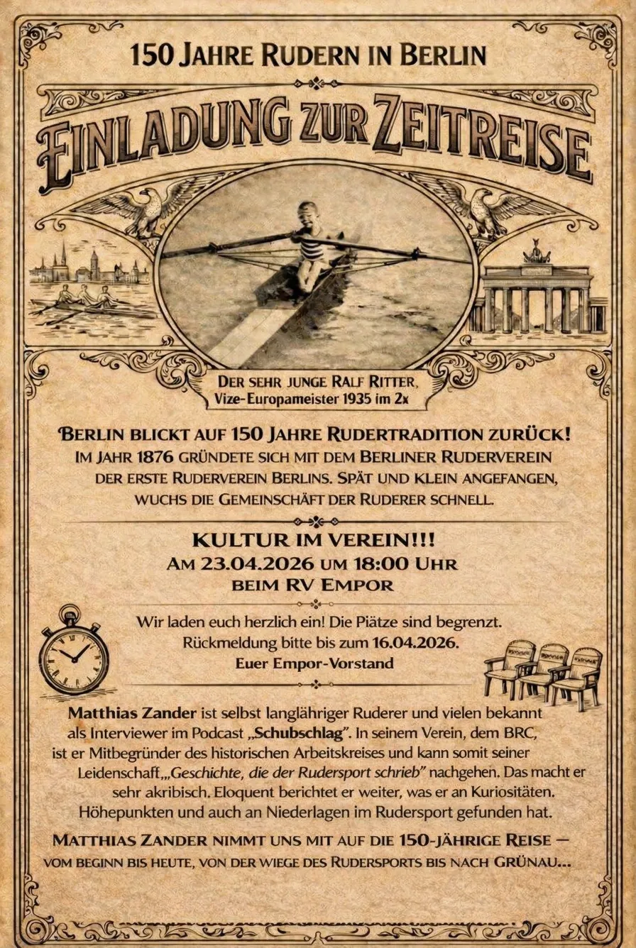 Einladung zur Zeitreise – 150 Jahre Rudern in Berlin